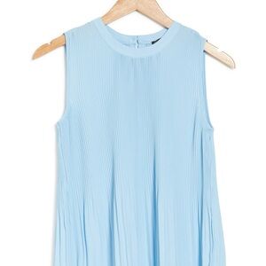 Sleeveless Light Blue Pleated Top